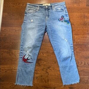 GAP Best Girlfriend Jeans Women’s Size 28 Mid Rise Embroidered Denim Distressed